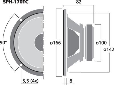 MONACOR SPH-170TC Hi-Fi-Tiefmitteltöner, 2 x 40 W , 2 x 8 O