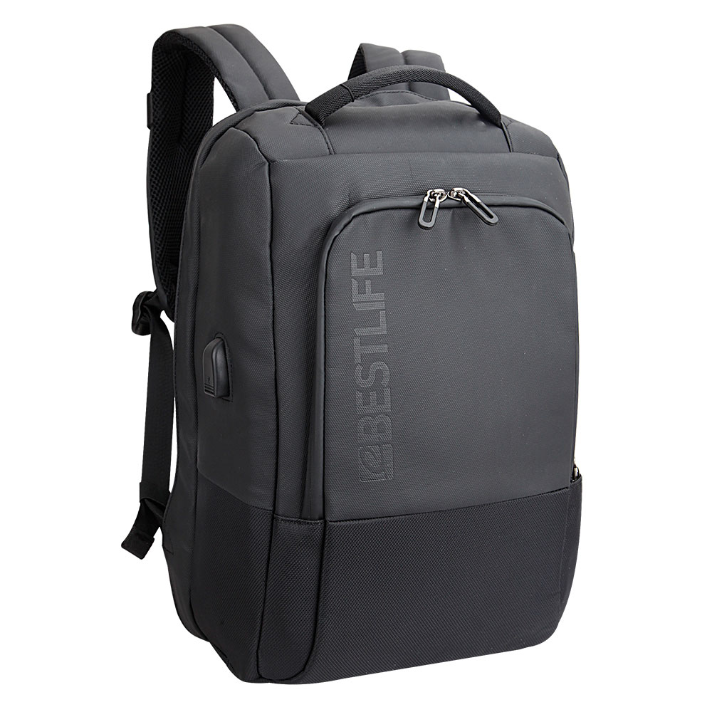 BestLife TravelSafe Neoton RUCKSACK grau Laptop Rucksack für 15,6" + USB Connector