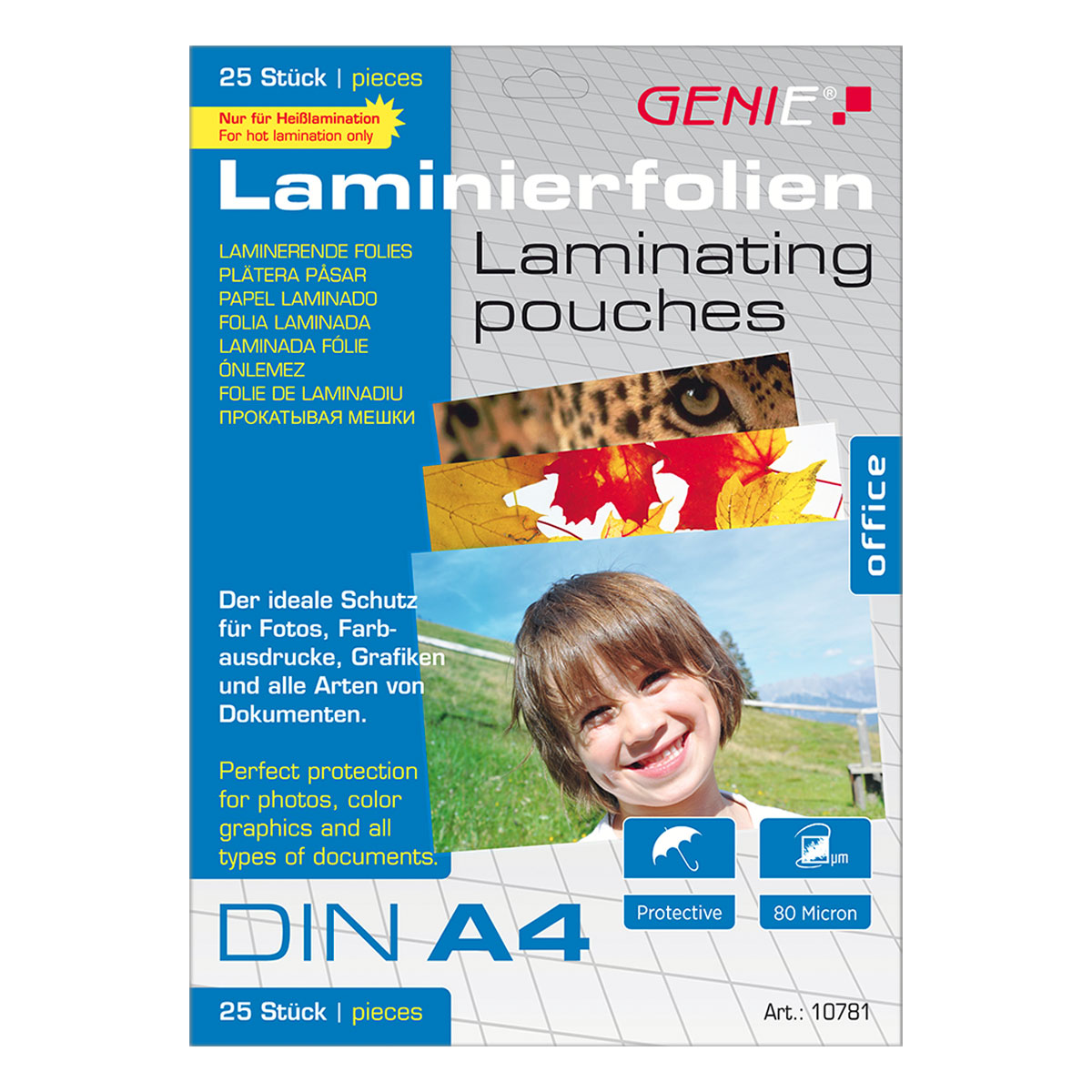 Genie 10781 LAMINIERTASCHEN A4 - Folien 25 Stück Packung