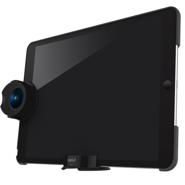 Swivl Expand Case - mit Fish Eye-Weitwinkel-Linse und Standfuß, für iPad Air 1/Air 2/Pro 9.7