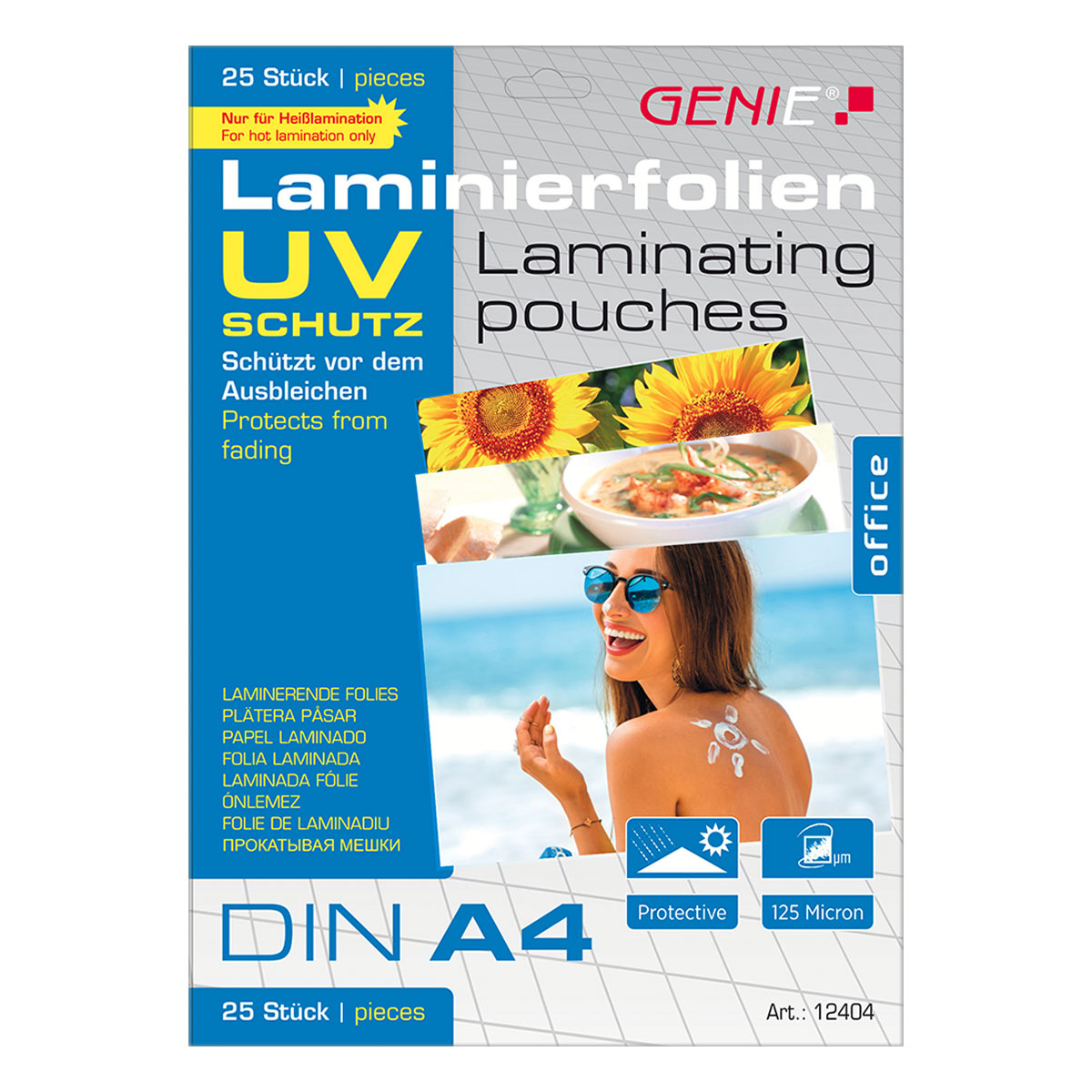 Genie 12404 Laminiertaschen/Laminierfolien / A4 / UV-Safe / 125 µ. / 25er Pack 