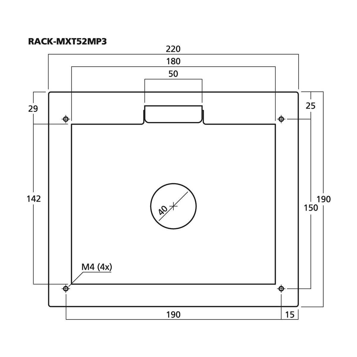 MONACOR RACK-MXT52MP3 Schutzgehäuse für MXT-52MP3