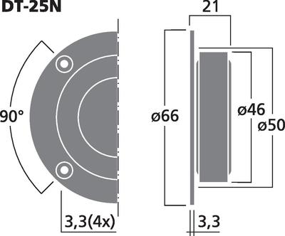 MONACOR DT-25N Neodym-Hi-Fi-Hochtöner, 40 W, 8 O