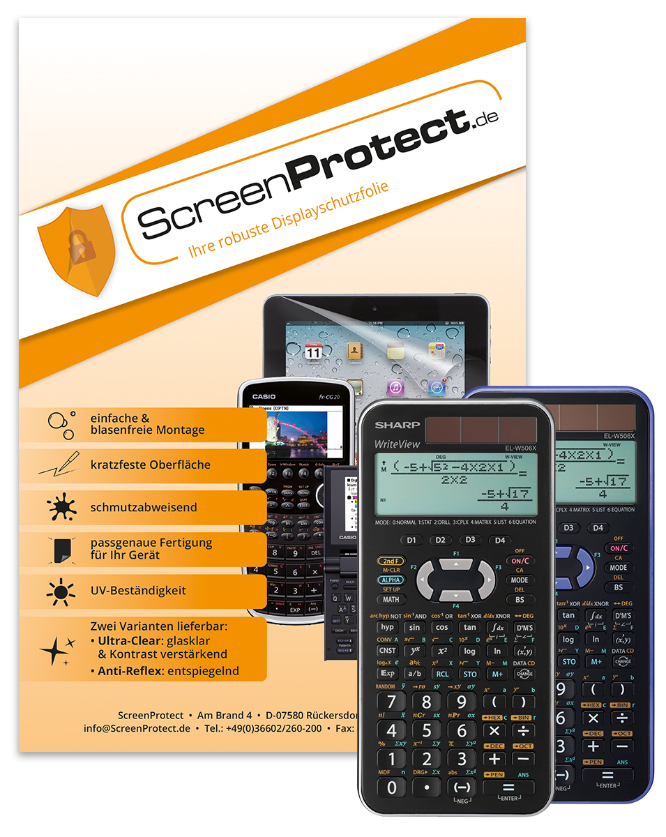 ScreenProtect Displayschutzfolie UltraClear für Sharp EL-W506 X (Folie+Microfasertuch)