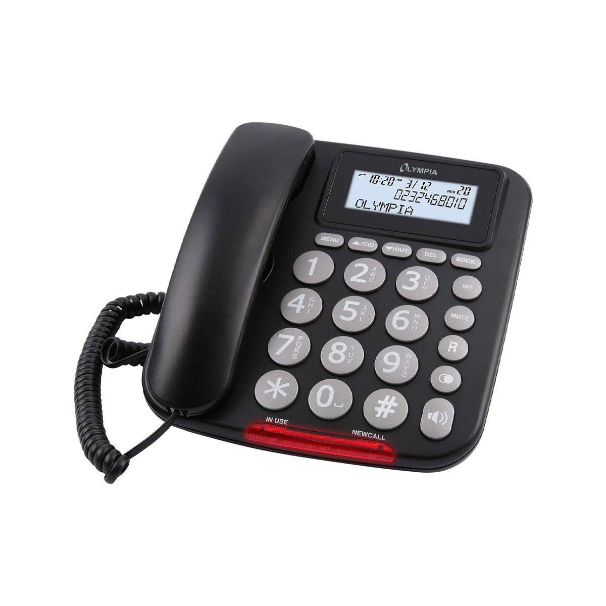 Olympia 5050 Combo DECT Telefon schwarz I Helle LED zur Anrufsignalisierung I Freisprechfunktion I Große Wahltasten I Hörgerätekompatibel