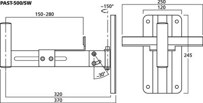 MONACOR PAST-500/SW Wandhalter für PA-Boxen