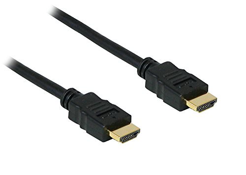 HDMI Verbindungskabel Flach 0,5m mit Ethernet Stecker  Stecker - vergoldete Kontakte -schwarz