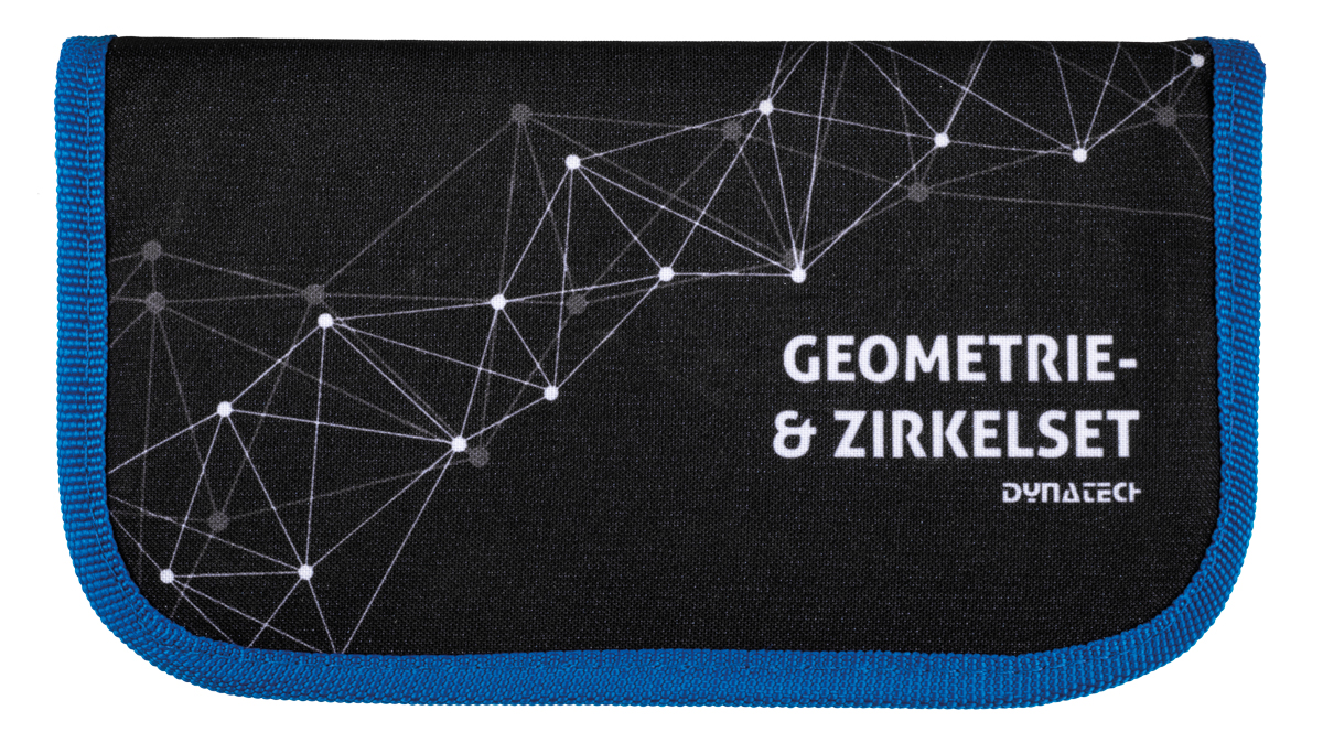 DynaTech Geometrie- und Zirkelset (13-teilig) Etui mit Reißverschluss in blau