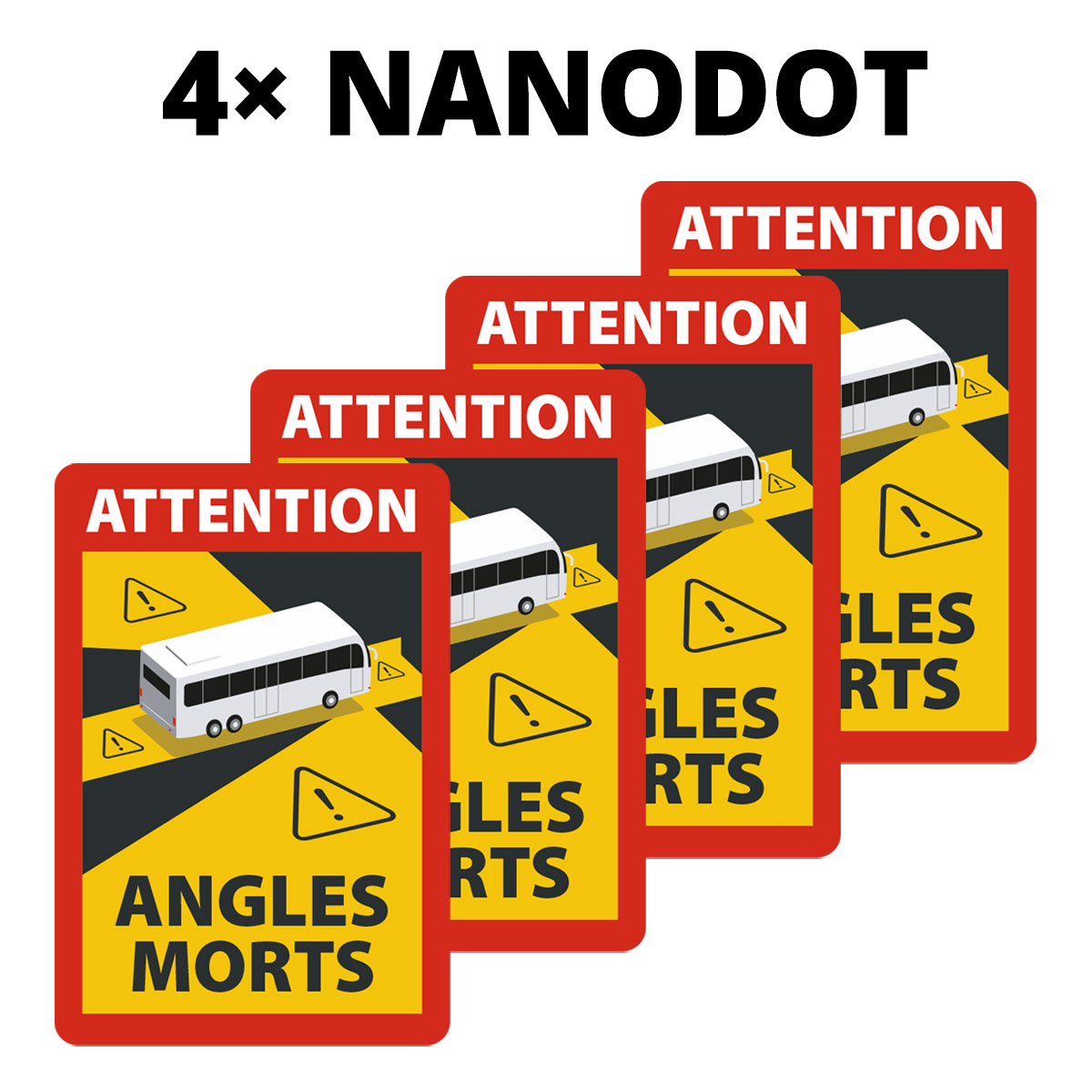 Angles Morts - Toter Winkel Hinweisschild für Bus/Wohnmobil nanodot, wiederverwendbar, A5, 4 Stück