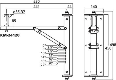 MONACOR KM-24120 Wandhalter für PA-Boxen