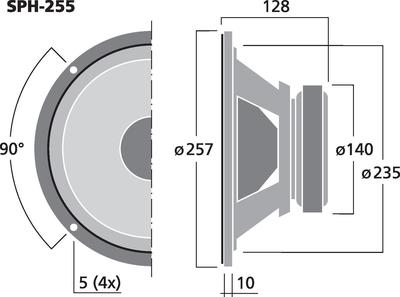 MONACOR SPH-255 Hi-Fi-Tieftöner, 60 W, 8 O