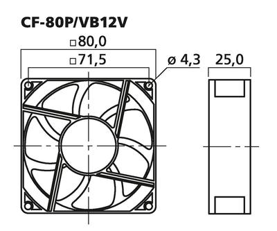 MONACOR CF-80P/VB12V Axial-Lüfter