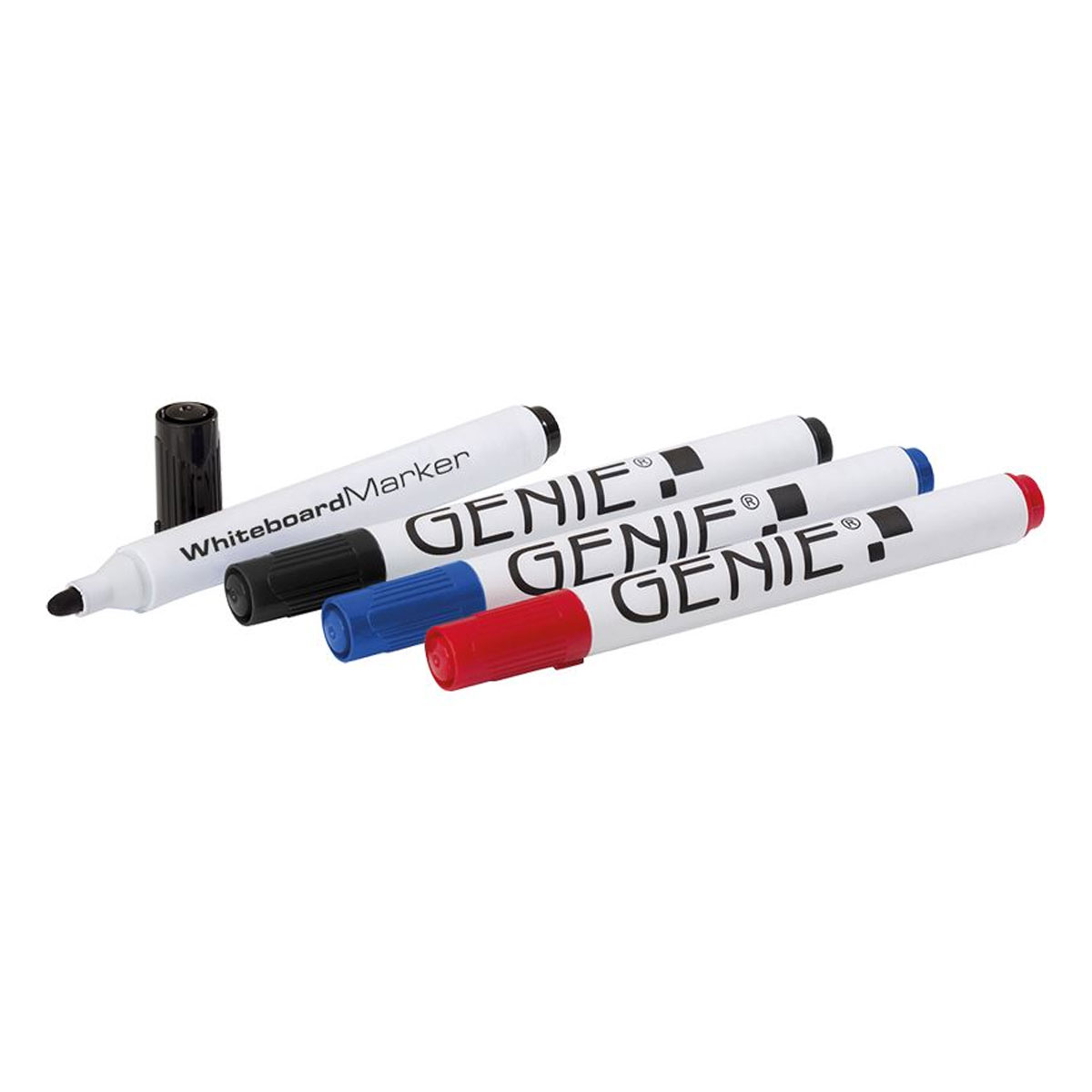 Genie 12441 Whiteboard Marker, 4 Stück sortiert 2x schwarz, 1x blau, 1x rot