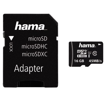 Hama microSDHC 16GB Class 10 UHS-I 45MB/s + Adapter/Foto