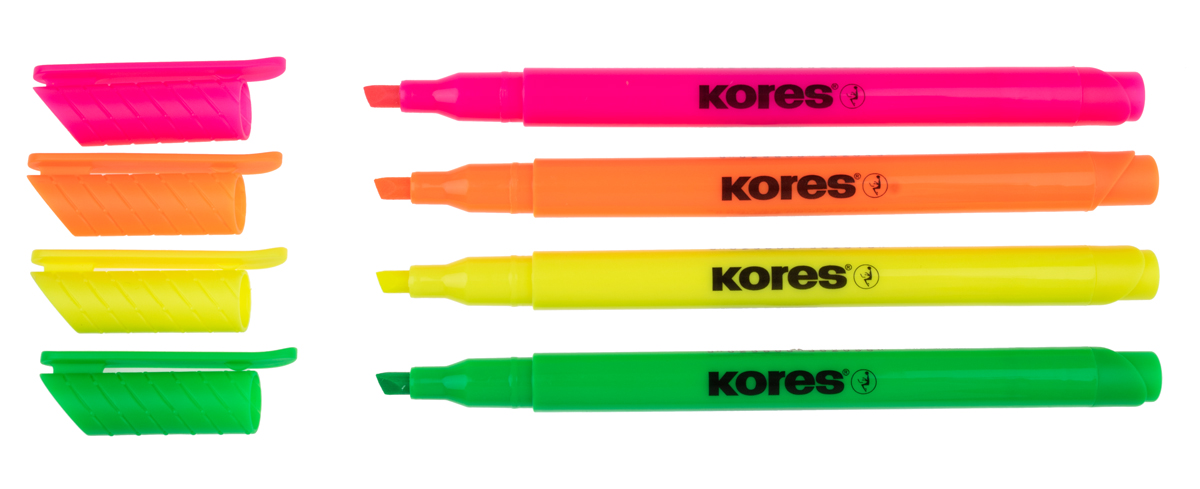 Kores High Liner 4er Set Textmarker in grün, pink, gelb und orange