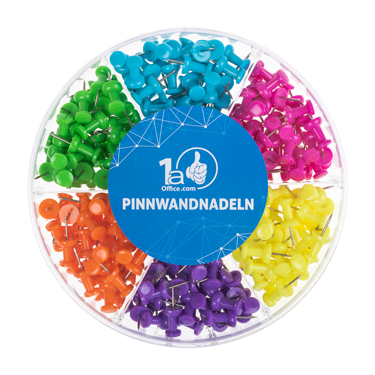 DynaTech Pinnwandnadeln 240er Box je 40 Stück in grün, blau, lila, pink, orange, gelb