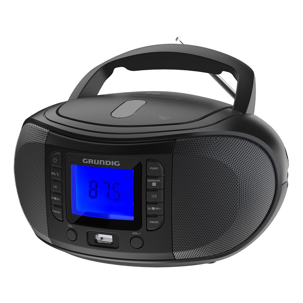 Grundig GRB 3500 Tragbares CD-Radio schwarz | USB-Player | Streaming Stereo 2 Watt Ultra Bass System, 20 Senderspeicher