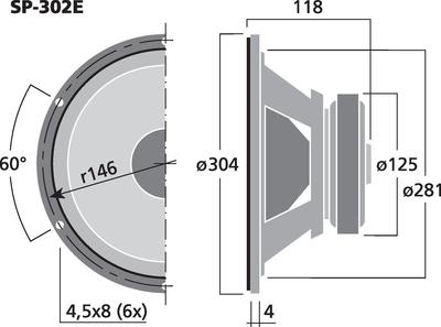 MONACOR SP-302E Hi-Fi-Tiefmitteltöner, 100 W, 4 O