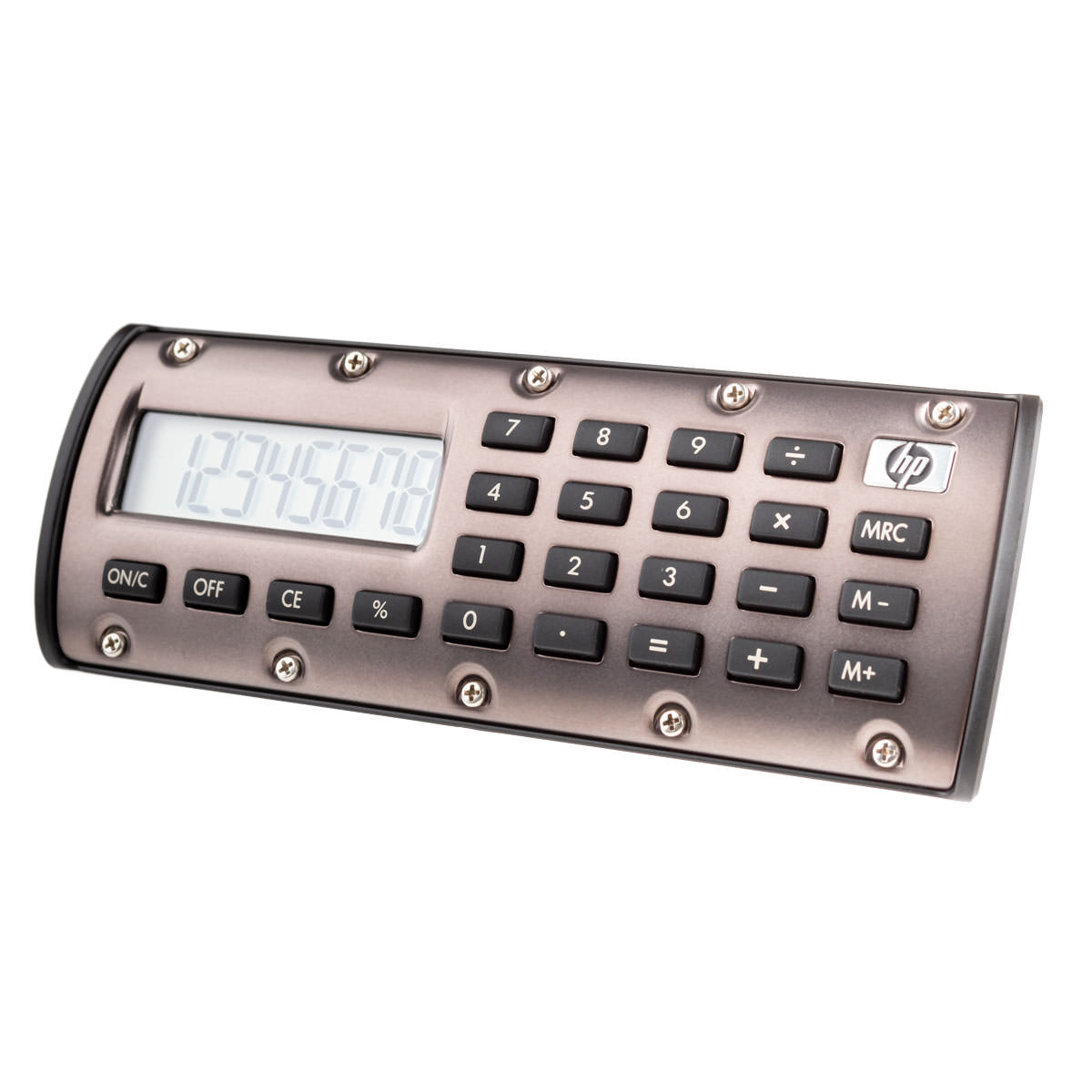 HP Quick Calc | Taschenrechner in bronze 8-stellige LED | magnethaftend | Prozentrechnung