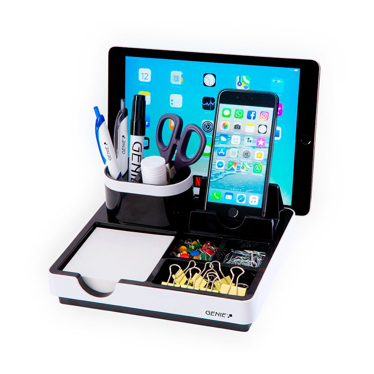 GENIE 12690 Desk Organizer USB (2019) / Ablage für Bürountensilien / 3x USB-Anschlüsse zur Ladung zur Ladung von Tablets, Smartphones und Laptops