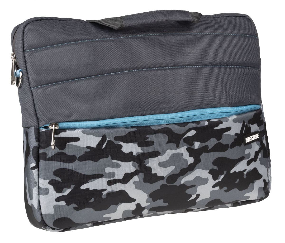 BestLife Umhänge-Tasche Soft für Laptop bis 15,6 Zoll grau Camouflage