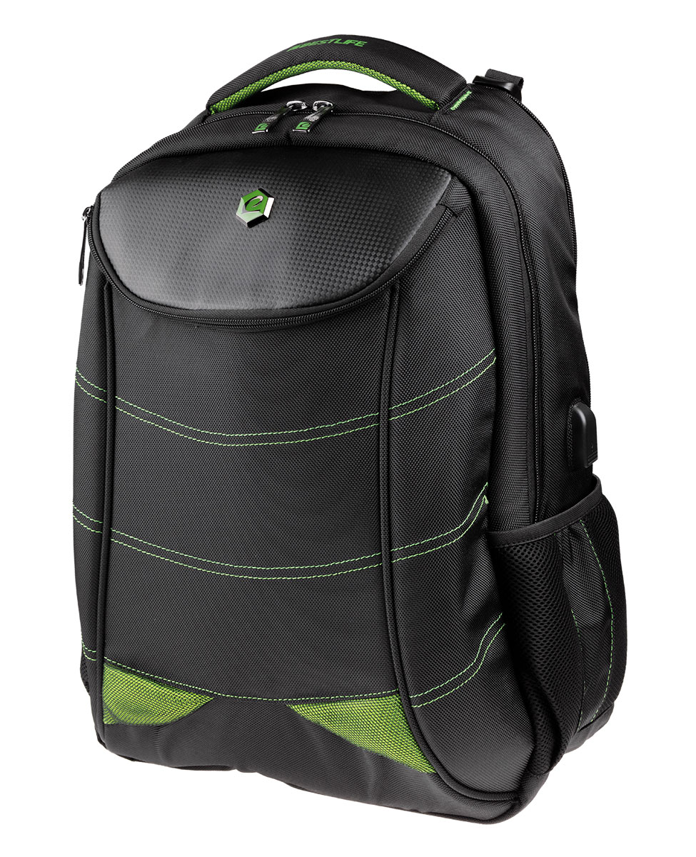 BestLife Gaming Snake Eye RUCKSACK schwarz/grün Gaming Rucksack mit USB Connector für 17" Laptop