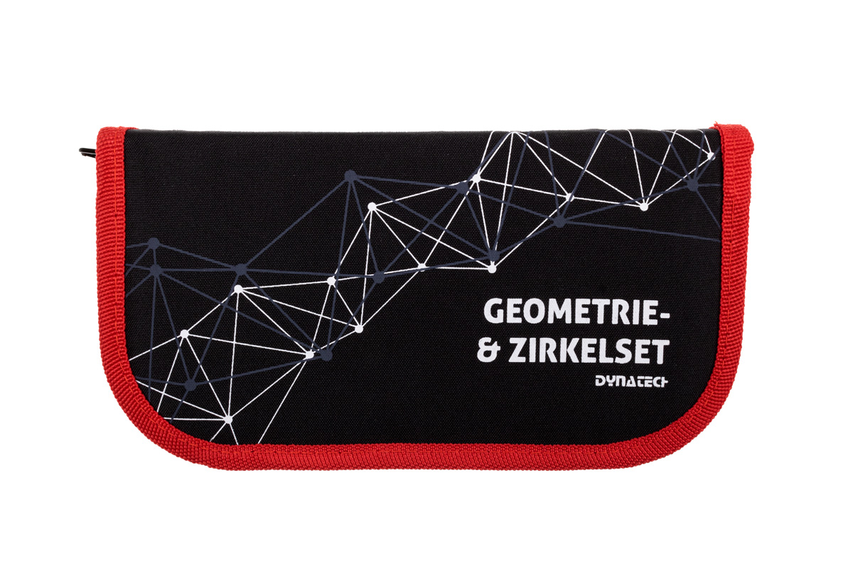 DynaTech Geometrie- und Zirkelset (13-teilig) Etui mit Reißverschluss in rot