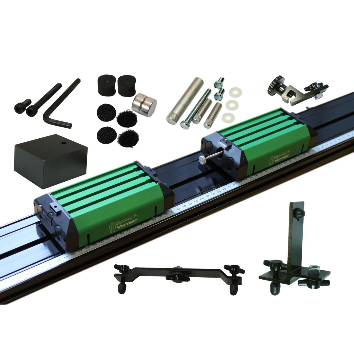 Dyn. Schienensystem & Schlittenwagen von Vernier auch als Schienensystem für Optik nutzbar / 1,2 m