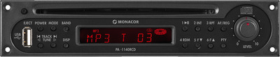 MONACOR PA-1140RCD RDS-Tuner-/CD-Spieler-Einschub, USB-Schnittstelle