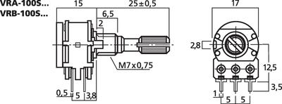 MONACOR VRB-100S50 Stereo-Potentiometer