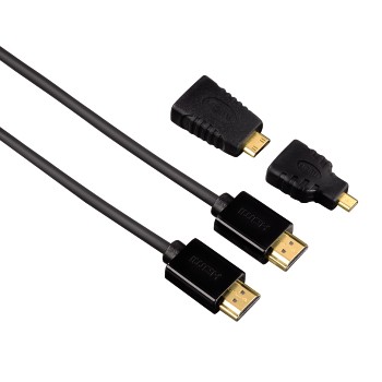 Hama High Speed HDMI-Kabel, 1,5m + 2 HDMI Adaper (Mini+Micro)