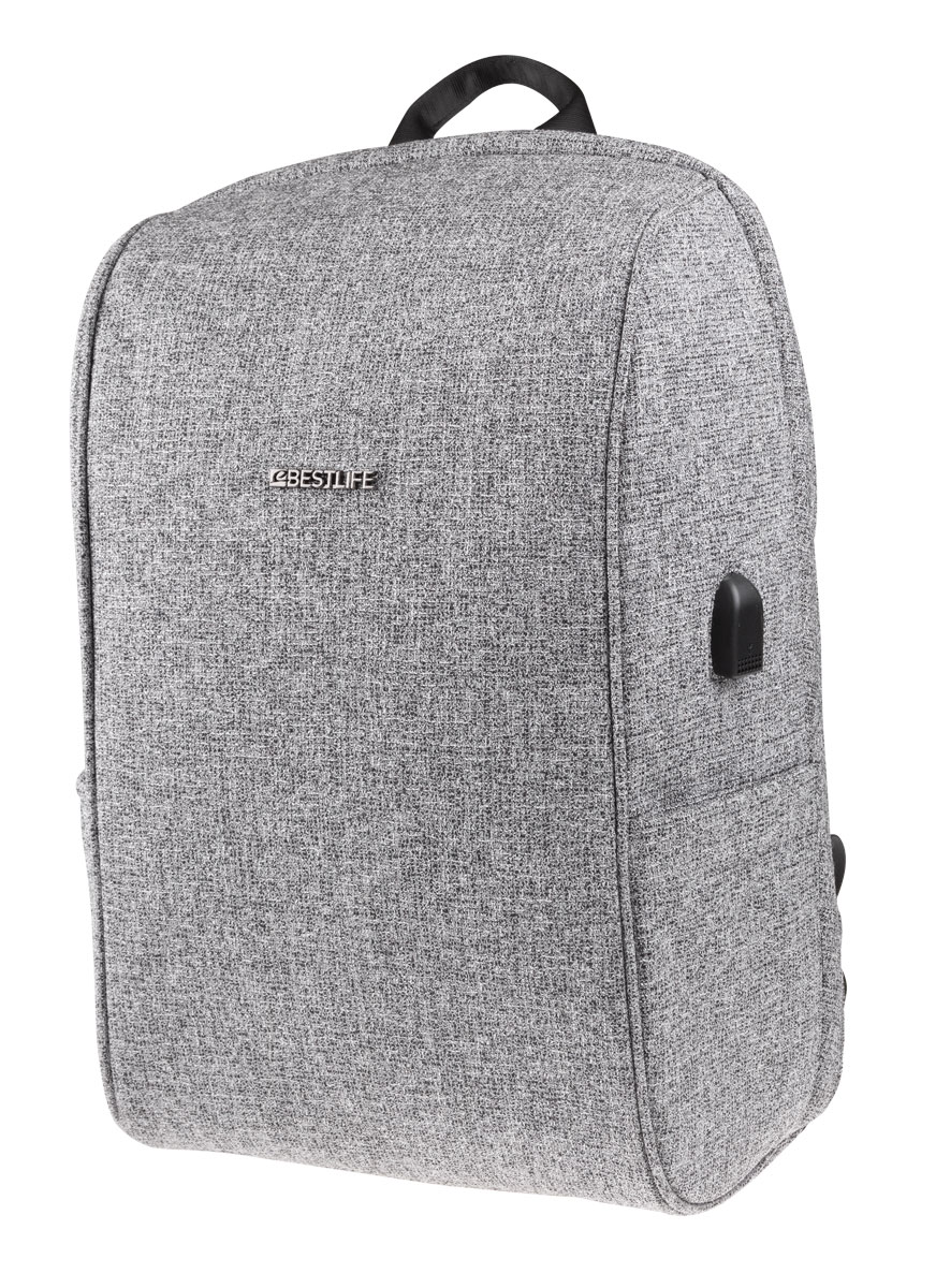 BestLife TravelSafe Calpe RUCKSACK grau Laptop Rucksack für 15,6" + USB Connector