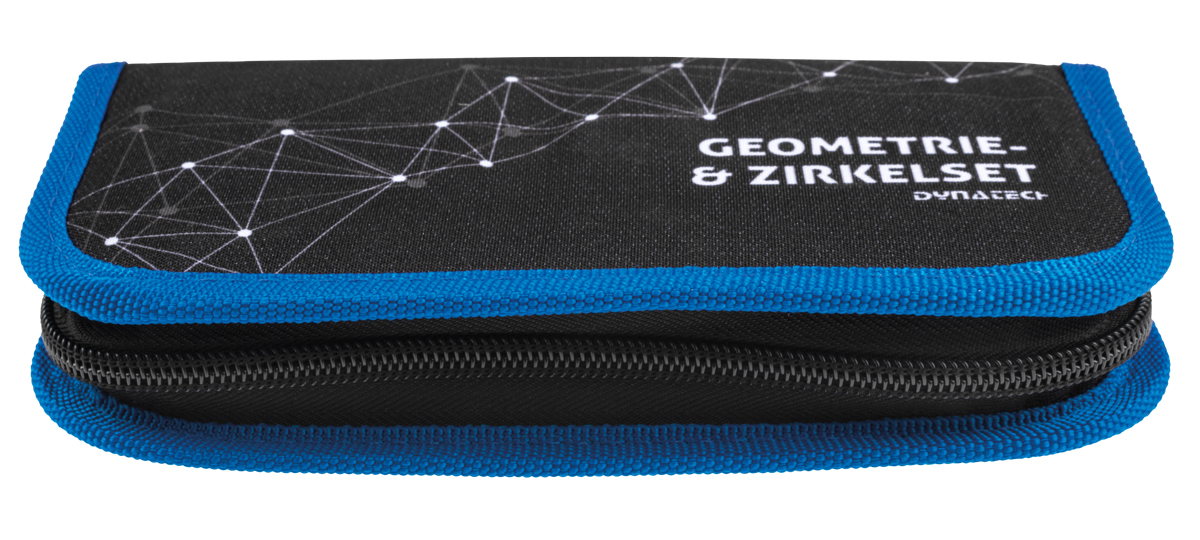 DynaTech Geometrie- und Zirkelset (13-teilig) Etui mit Reißverschluss in blau