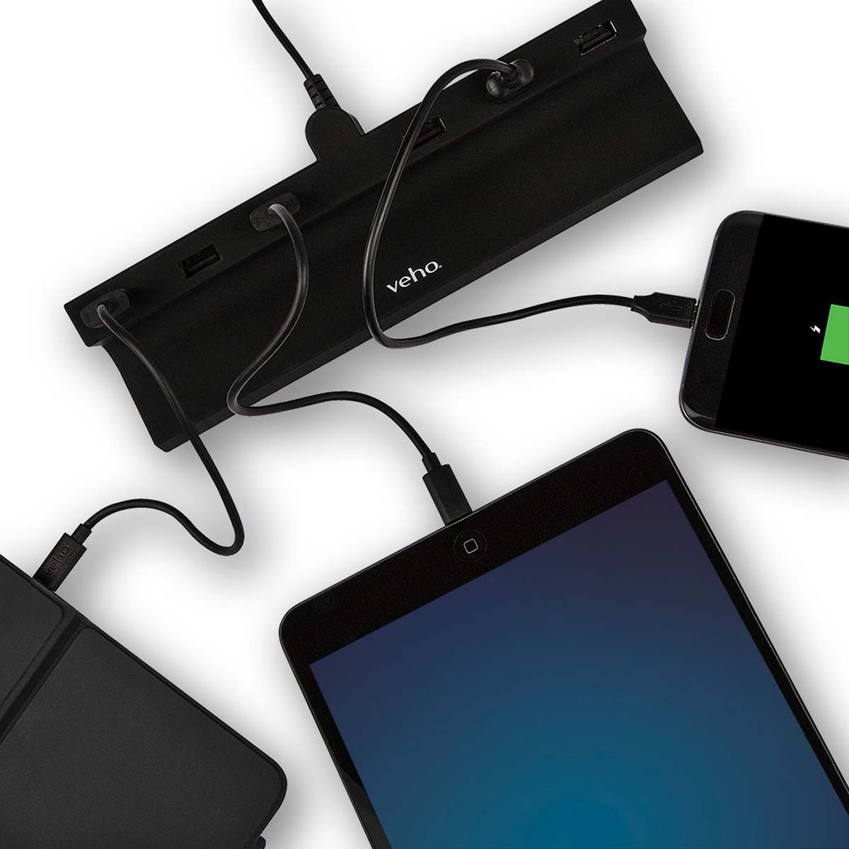 Veho TA-6 USB-Ladestation in schwarz für bis zu 6 Tablets oder Smartphone