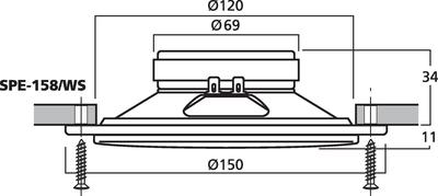 MONACOR SPE-158/WS Einbau-Breitbandlautsprecher, 15 W, 8 O