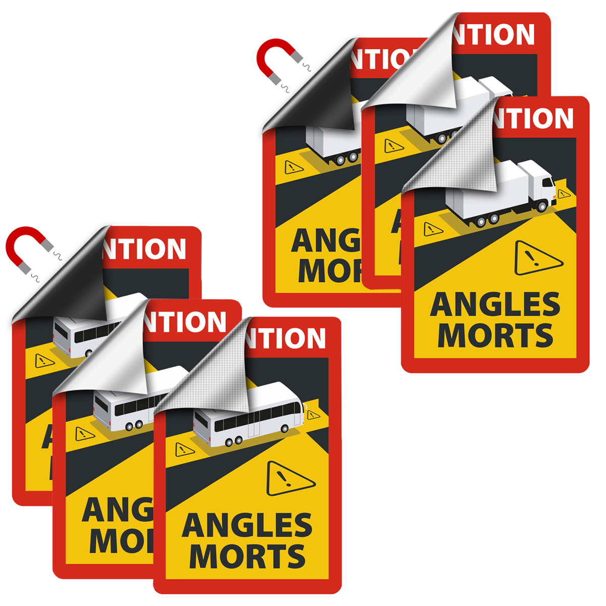 Angles Morts - Toter Winkel Hinweisschilder für Bus/Wohnmobil und LKW/Sattelzug