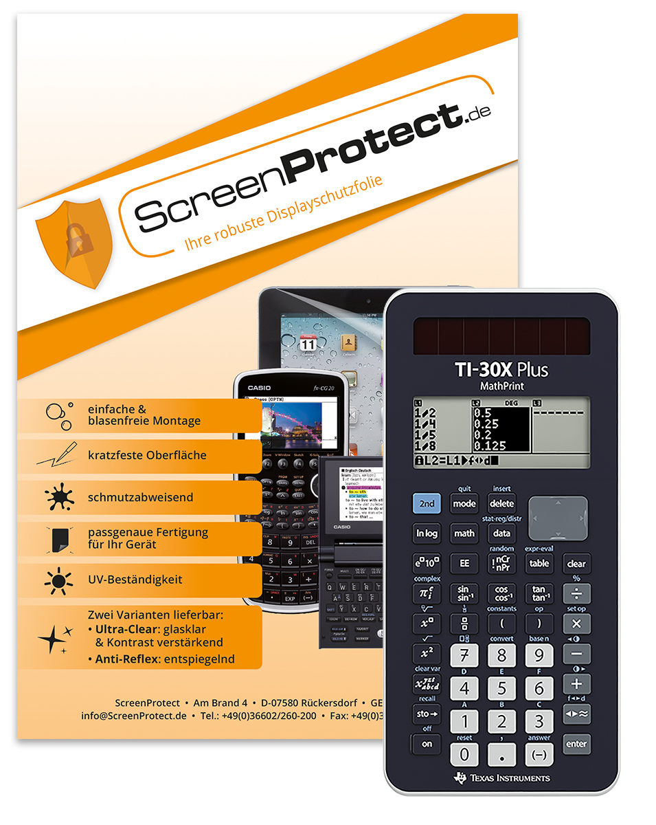 ScreenProtect Displayschutzfolie UltraClear für TI-30 X Plus MP und TI-30 X PRO MP