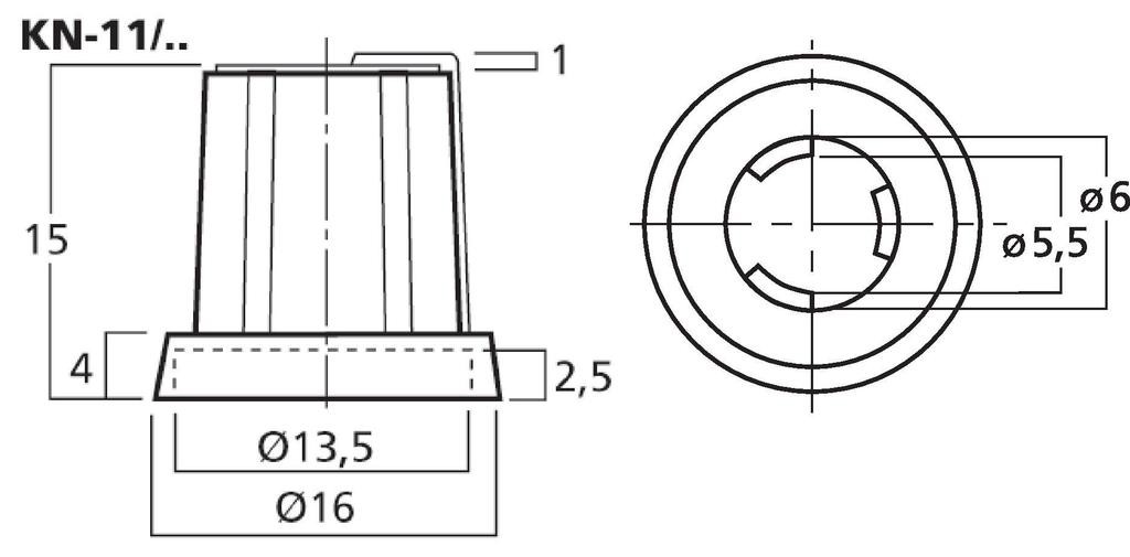 MONACOR KN-11/SW Drehknöpfe