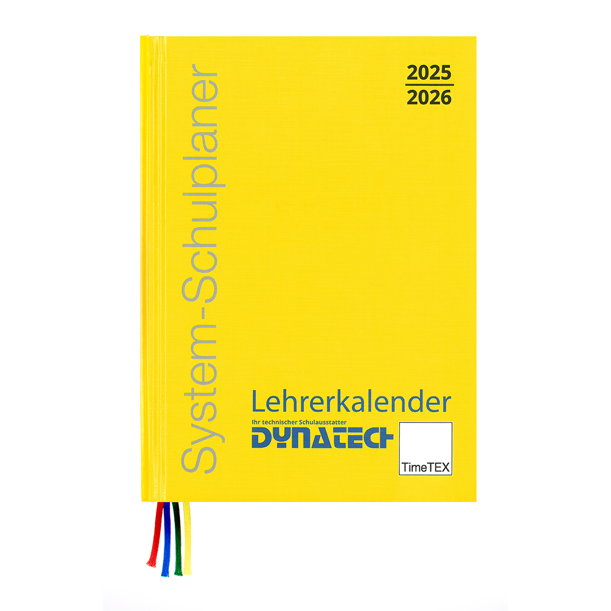 DynaTech TimeTEX System-Schulplaner 2025/2026 A4 kartonierter Umschlag / 4 farbige Lesebänder