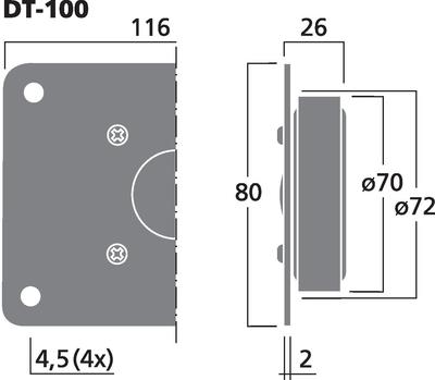 MONACOR DT-100 Hi-Fi-Kalottenhochtöner, 30 W, 8 O