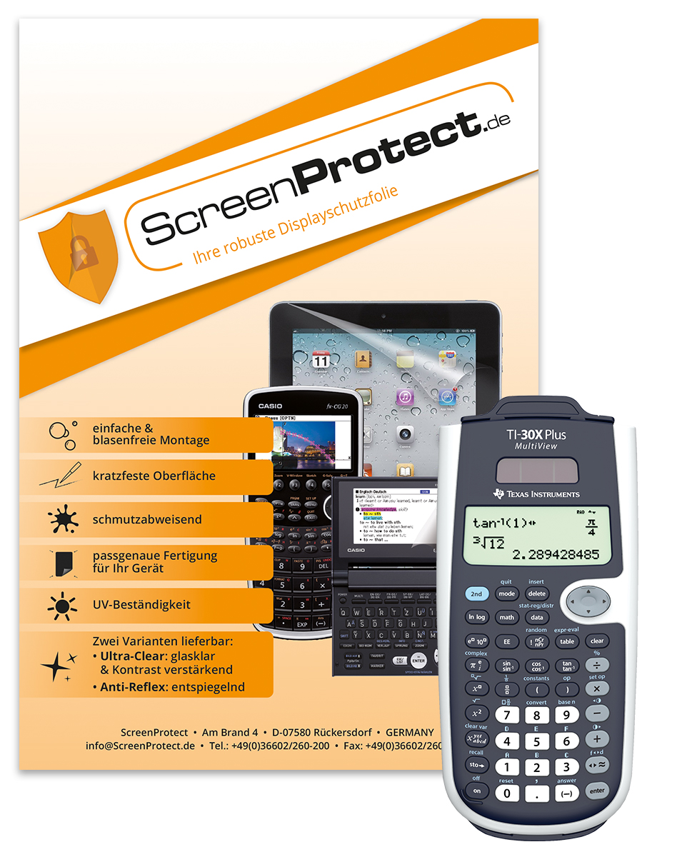 ScreenProtect Displayschutzfolie UltraClear für TI-30 X Plus & TI-30 X Pro (Folie+Microfasertuch)