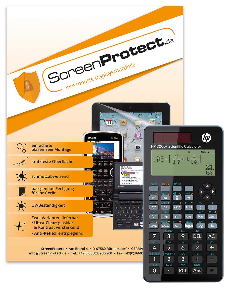 ScreenProtect Displayschutzfolie AntiReflex für Hewlett Packard HP-300 S+ (Folie+Microfasertuch)