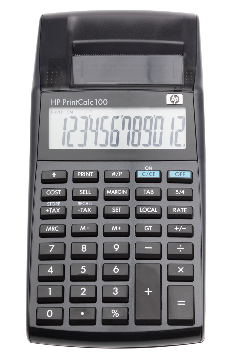 HP-PrintCalc 100 - druckender Tischrechner 12-stelliges LCD - TAX - Prozent -Cost-Sell-Margin