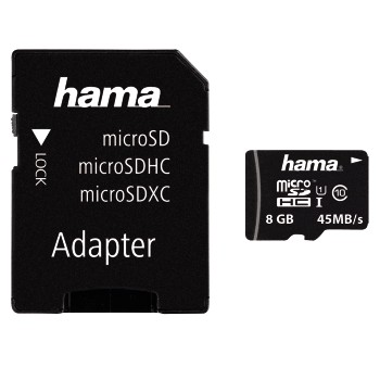 Hama microSDHC 8GB Class 10 UHS-I 45MB/s + Adapter