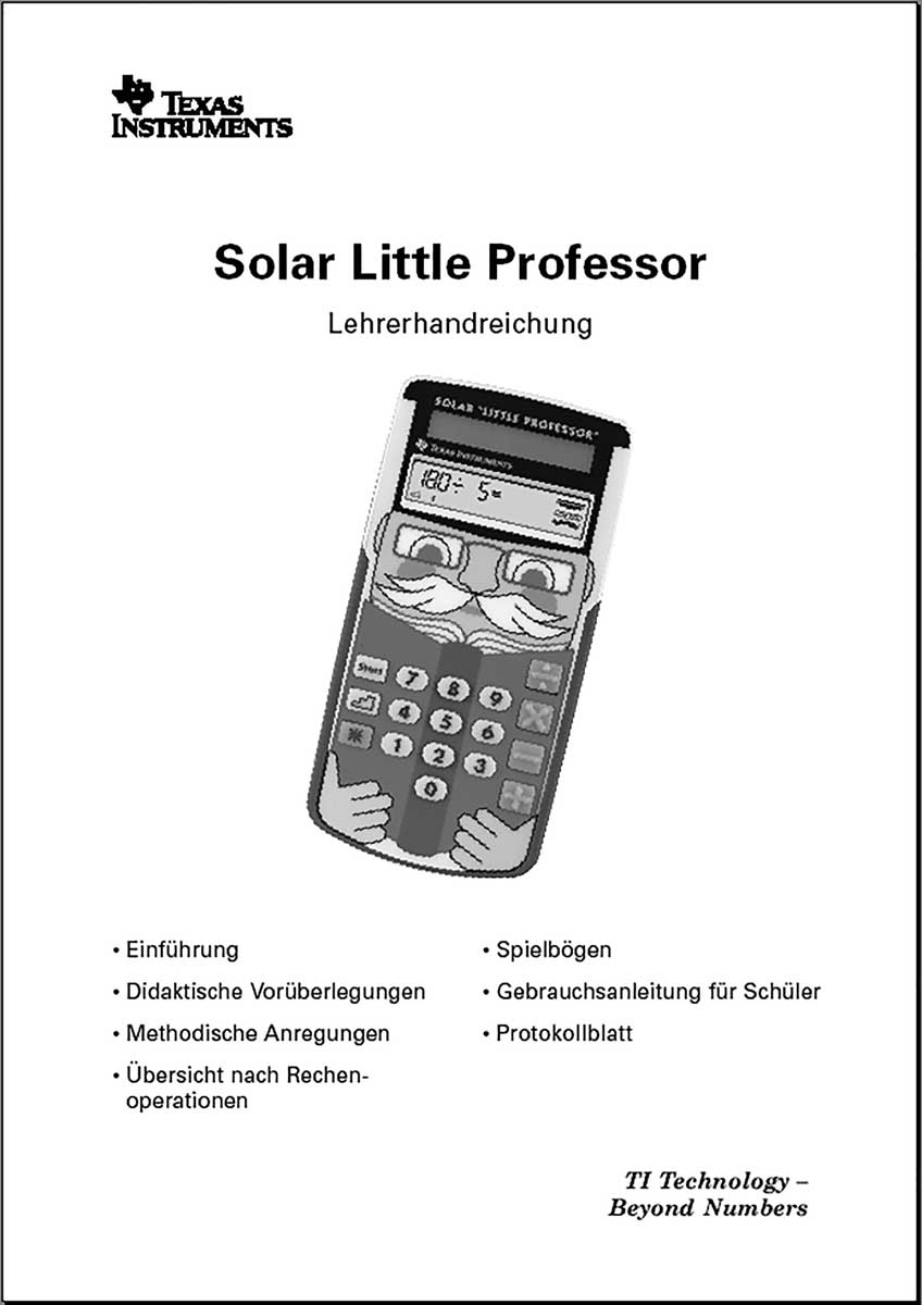 Lehrerhandbuch für TI-Little Professor Solar mit vielen Beispielen (30 Seiten)