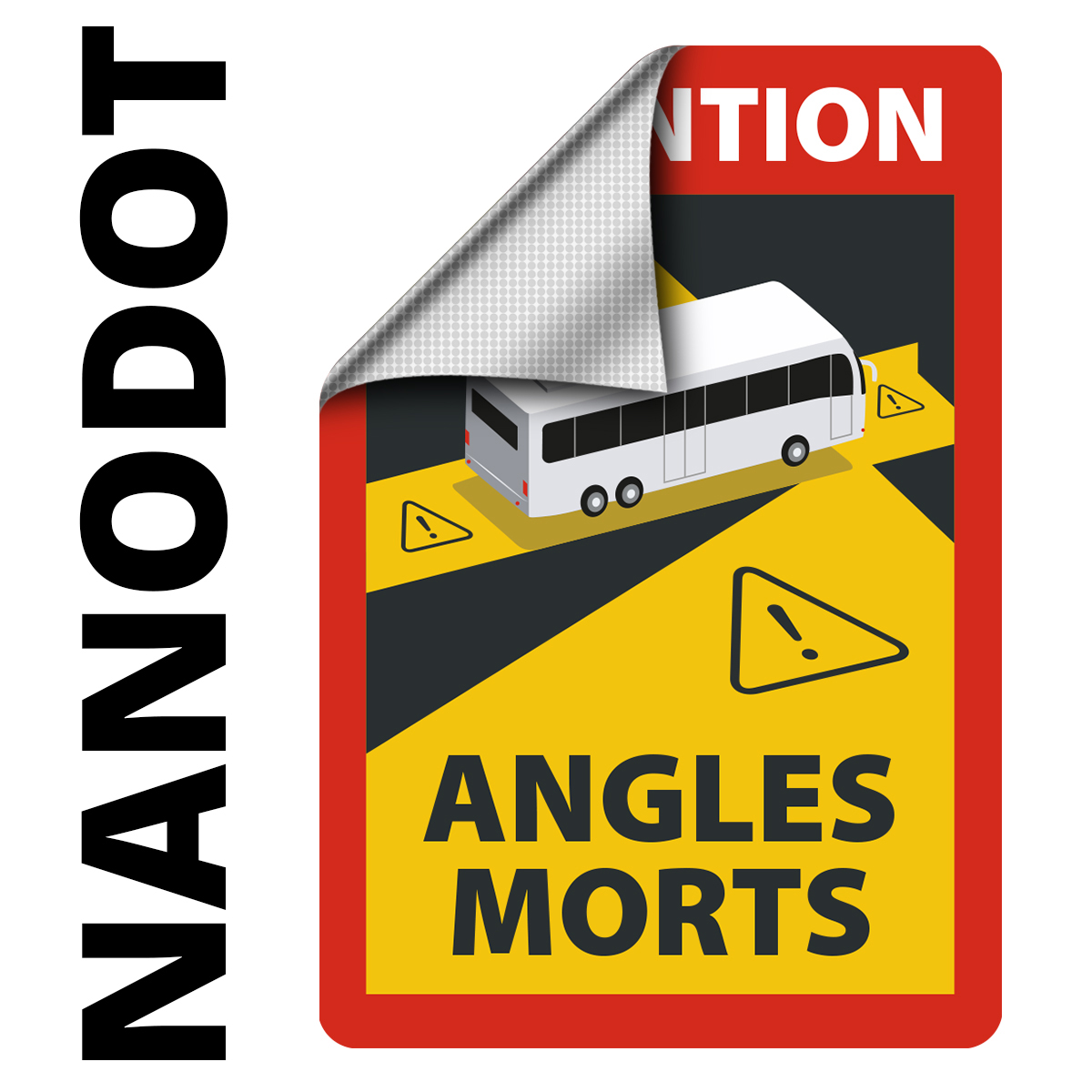 Angles Morts - Toter Winkel Hinweisschild für Bus/Wohnmobil nanodot, wiederverwendbar, A5, 4 Stück