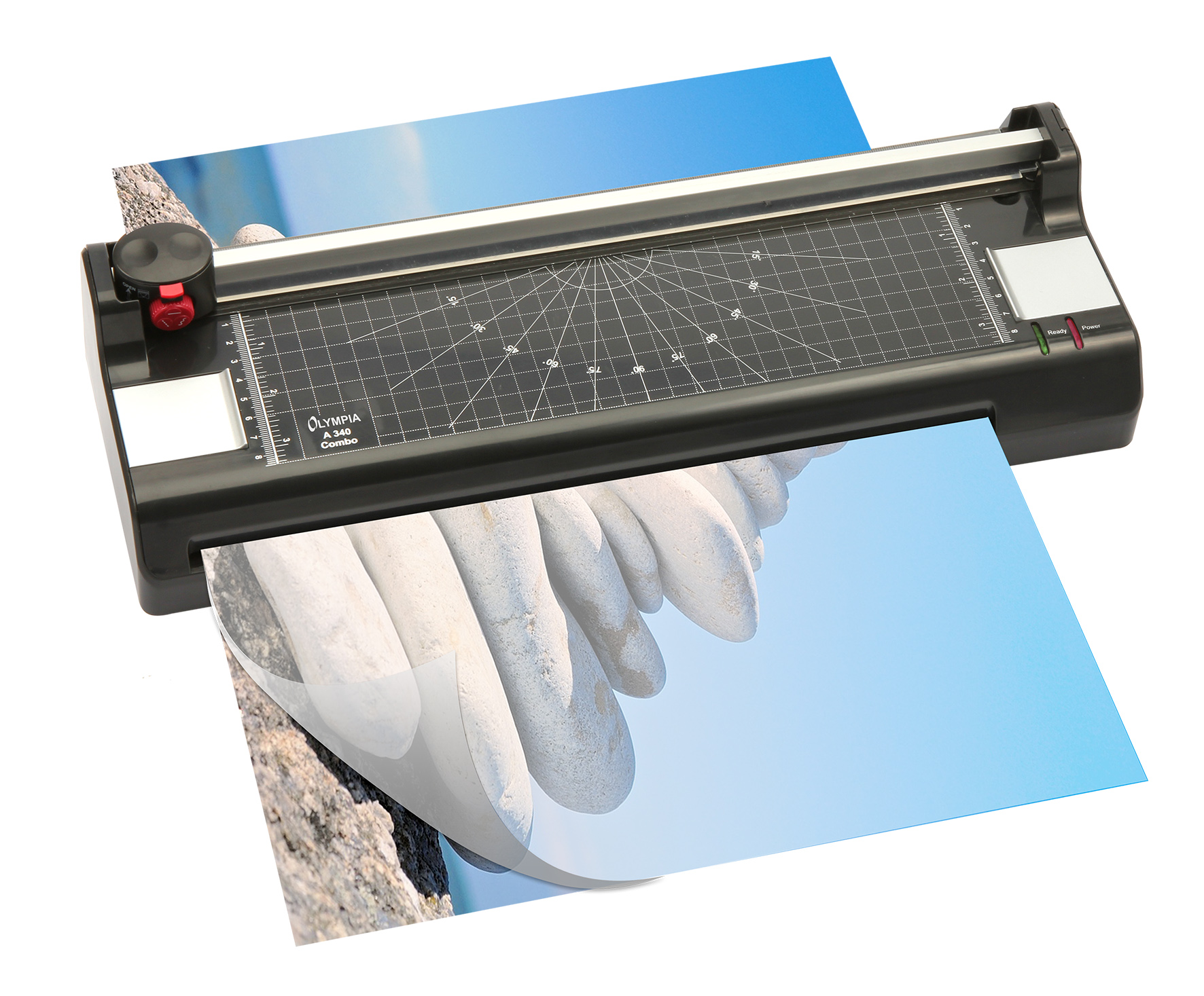 Olympia A 340 Combo Laminiergerät mit Rollen-Papierschneidemaschine I A3 I 330mm I 3 Blatt 3 Schnittarten /