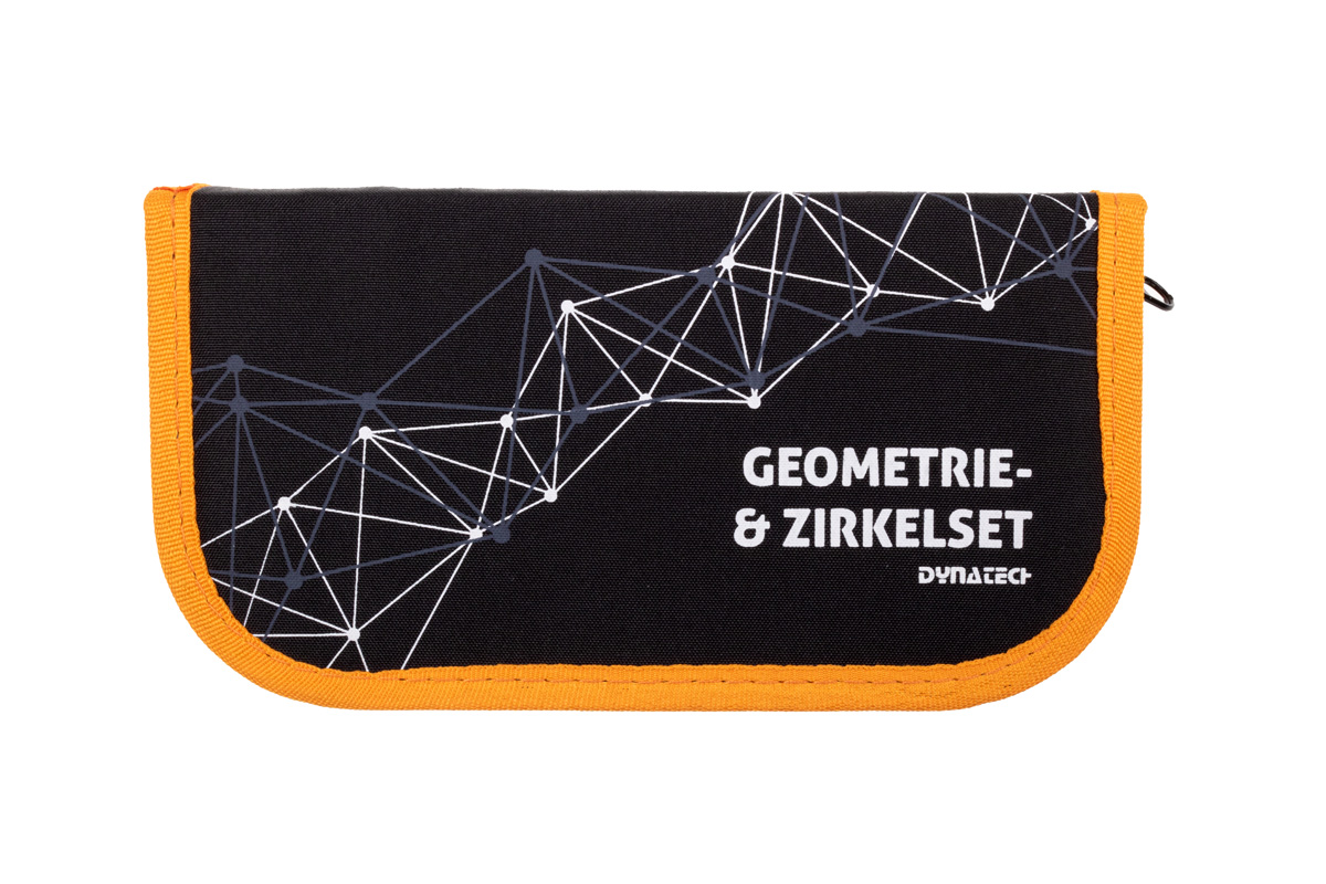 DynaTech Geometrie- und Zirkelset (13-teilig) Etui mit Reißverschluss in orange