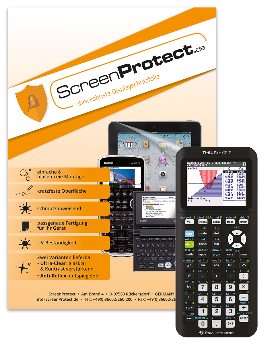 ScreenProtect Displayschutzfolie UltraClear für TI-84 Plus CE T/ Python (Folie+Tuch)