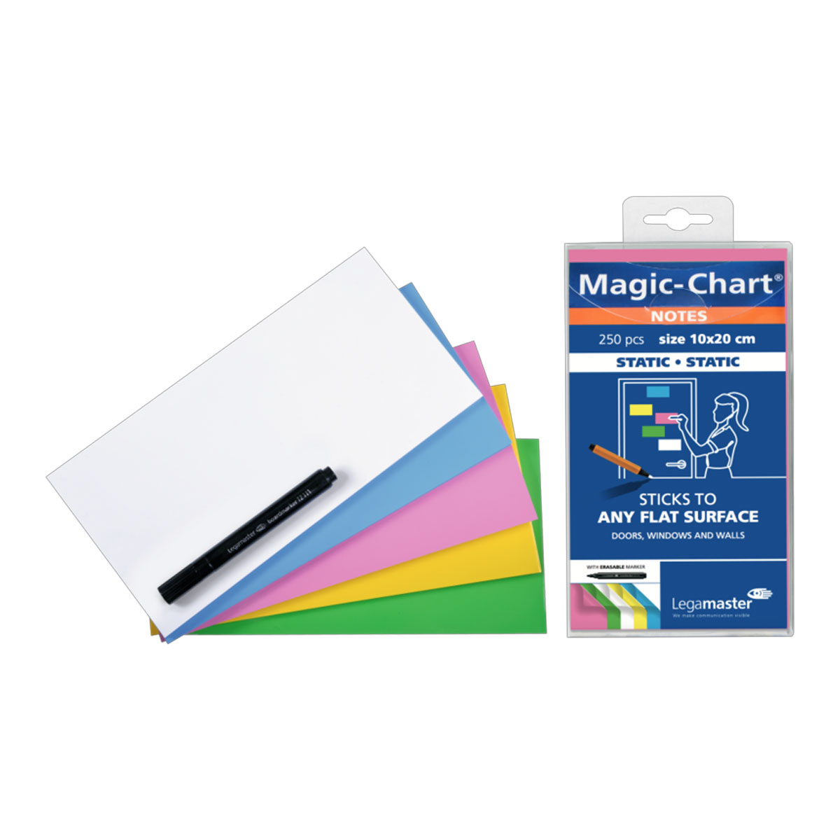 Legamaster 7-159494 Magic-Chart Notes 10 x 20 cm 250 Stück, sortiert